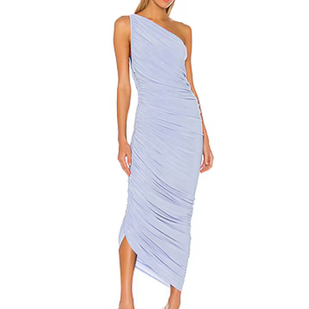 Norma Kamali One-Shoulder Light Blue Dress